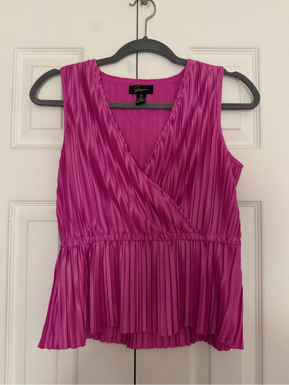 Japna Magenta Pleated Wrap V-Neck Tank